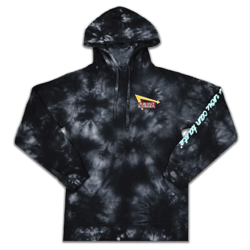 BLACK TIE DYE HOODIE Hoodie with Fur Luxurious Winter