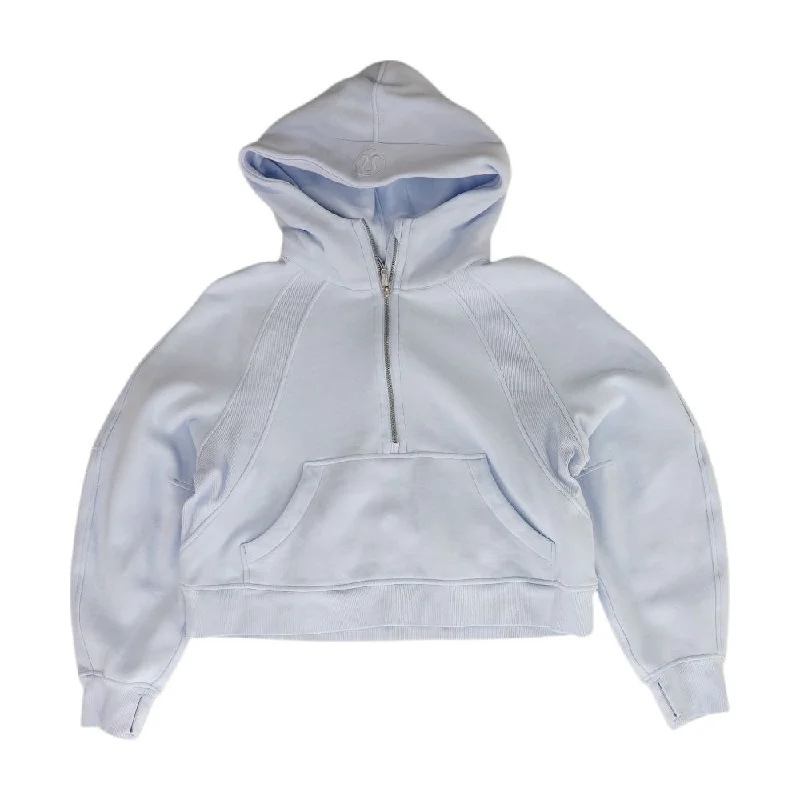 Blue Solid Hoodie Hoodie with Bell Sleeves Flared Feminine