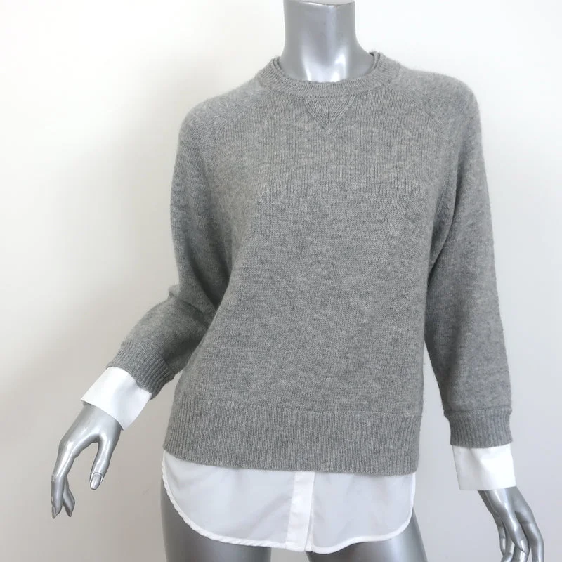 Brochu Walker The Looker Knit Sweatshirt Gray Wool-Cashmere Size Extra Small Hoodie with Zipper Placket Modern Functional