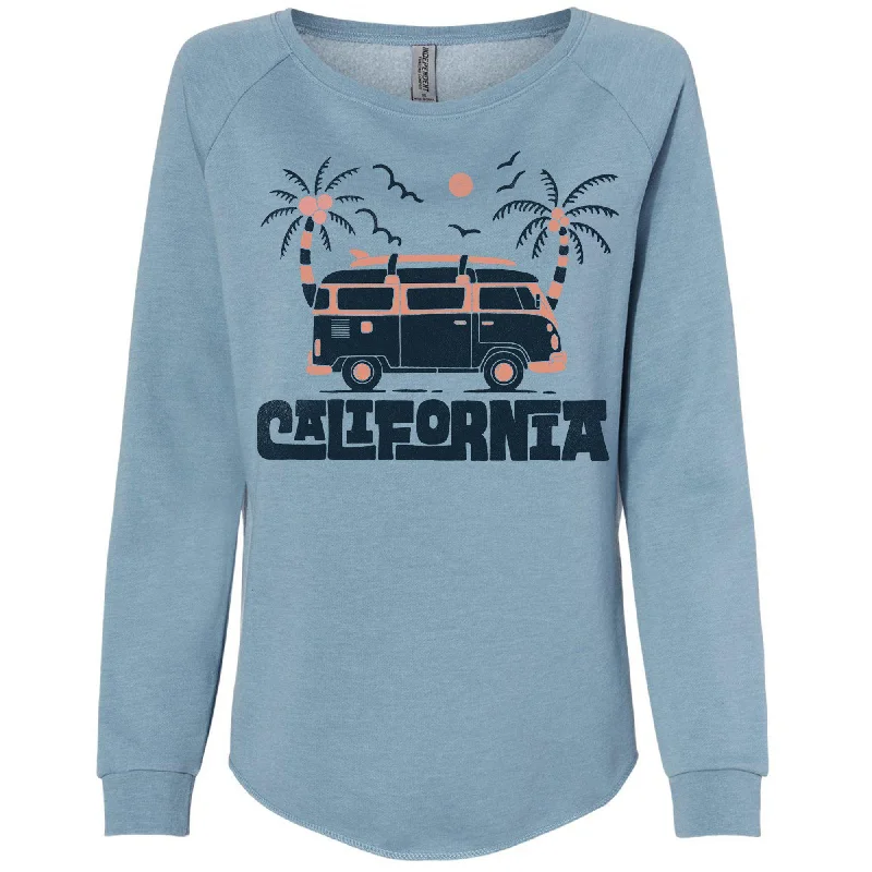 Cali Van Crewneck Sweatshirt Hoodie with Gradient Ombre Colorful