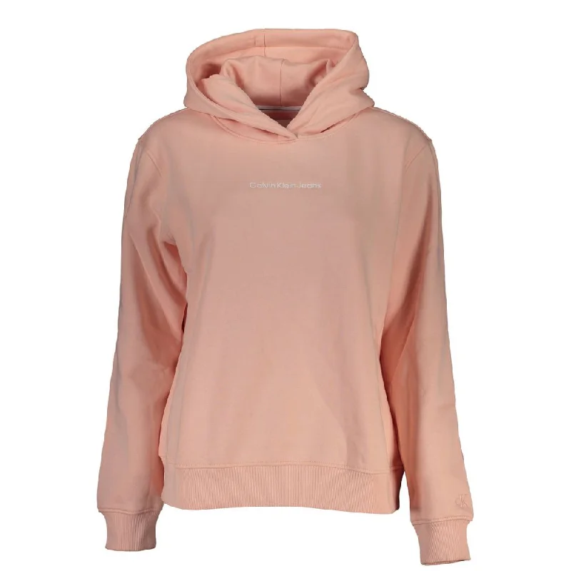 Calvin Klein Chic Pink Hooded Fleece Sweatshirt Hoodie with Batwing Sleeves Loose Dramatic