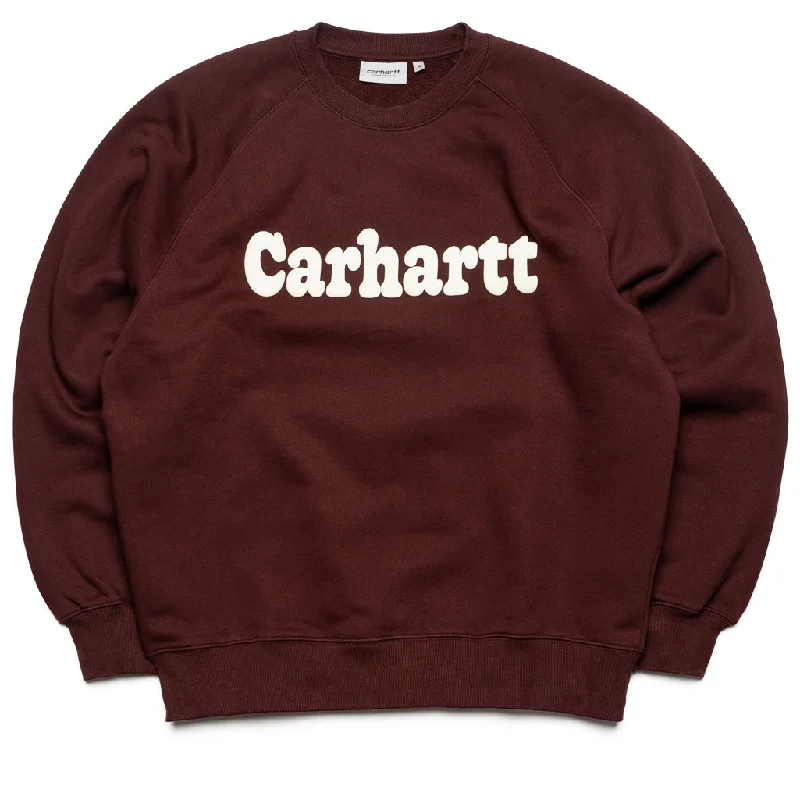 Carhartt WIP Bubbles Sweatshirt - Amarone Hoodie with Hem Applique Textured Unique