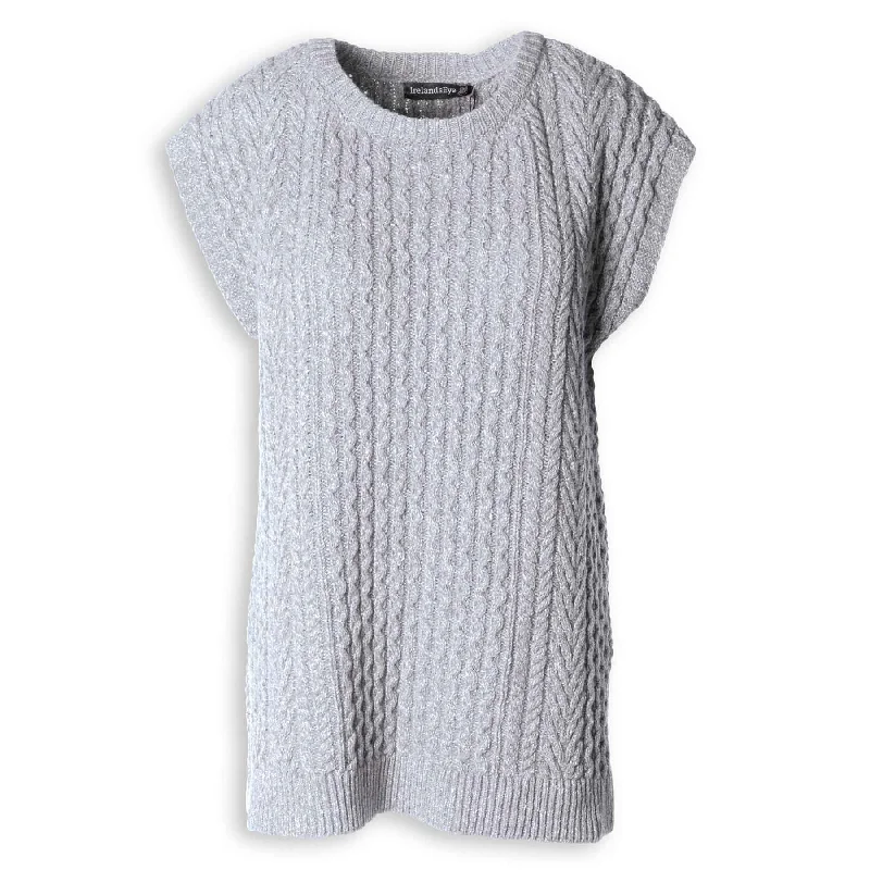 Knitted Tunic Sweater- Grey Transparent Opaque Sheer