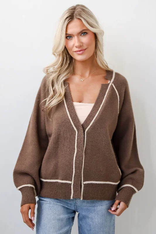 Cuddle Up Close Mocha Sweater Cardigan Terry Terry Cloth Terry Knit