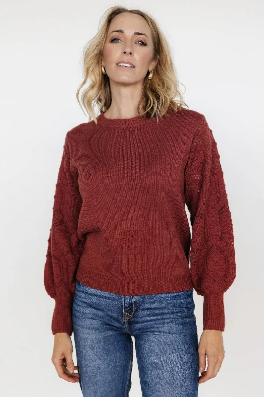 Devri Pointelle Sweater | Rust Slim Fit Regular Fit Oversized