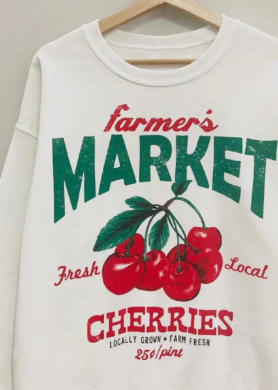 Farmer's Market Cherries Sweatshirt Hoodie with Zipper Versatile Modern