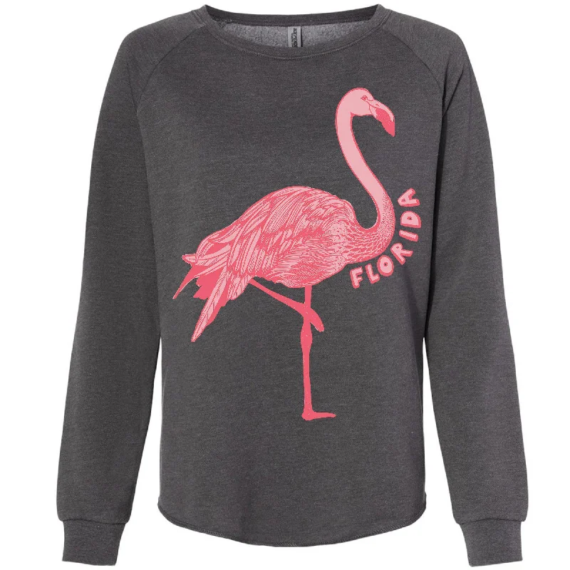 Flamingo Florida Crewneck Sweatshirt Hoodie with Back Slit Movement Comfort