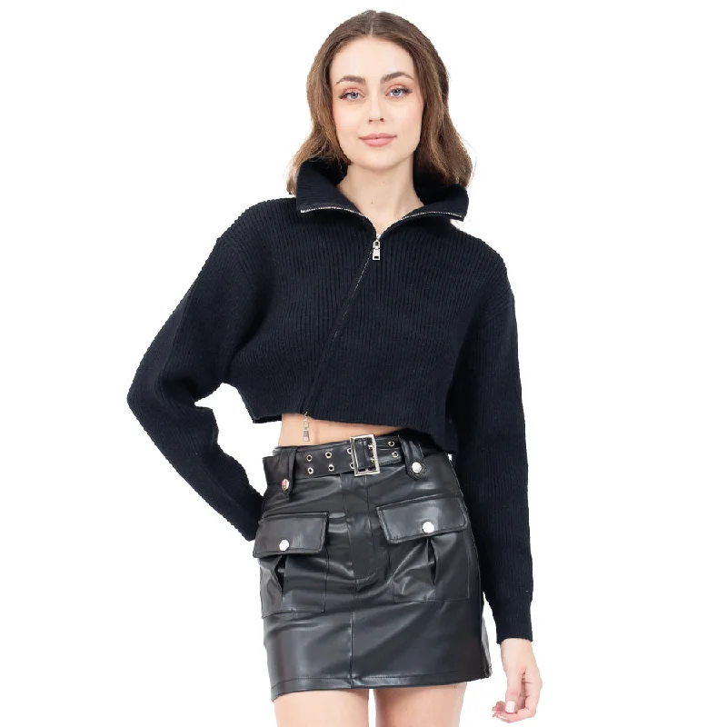 SWEATER PARA MUJER FASHION CROPPED WITH DIAGONAL ZIPPER FOREVER 21 Bright Pastel Dark