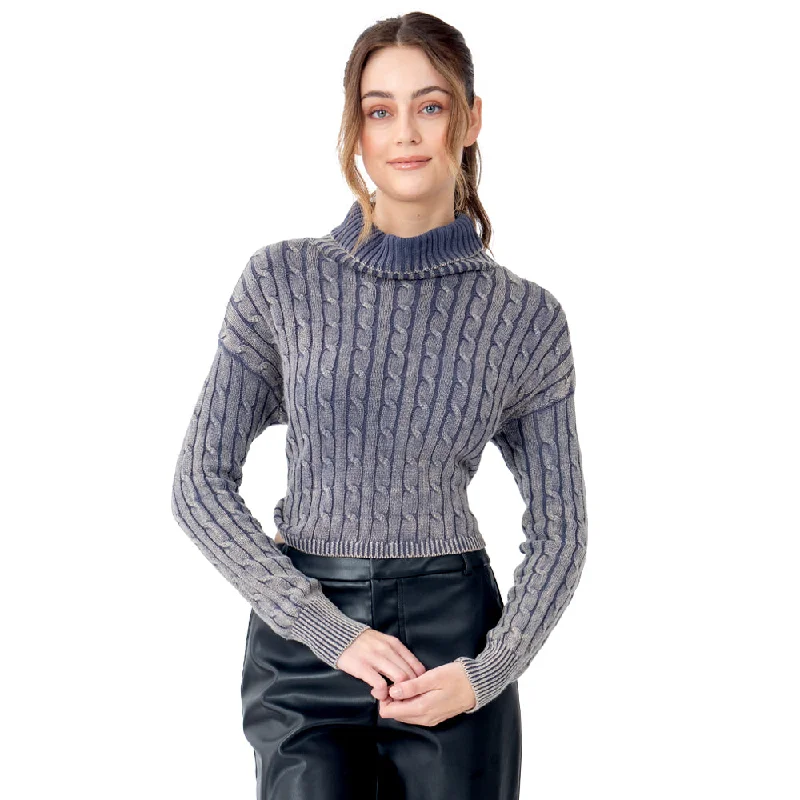 SWEATER PARA MUJER CROP BRAIDED KNIT WITH LONG NECK FOREVER 21 Cable Knit Ribbed Knit Lace Knit