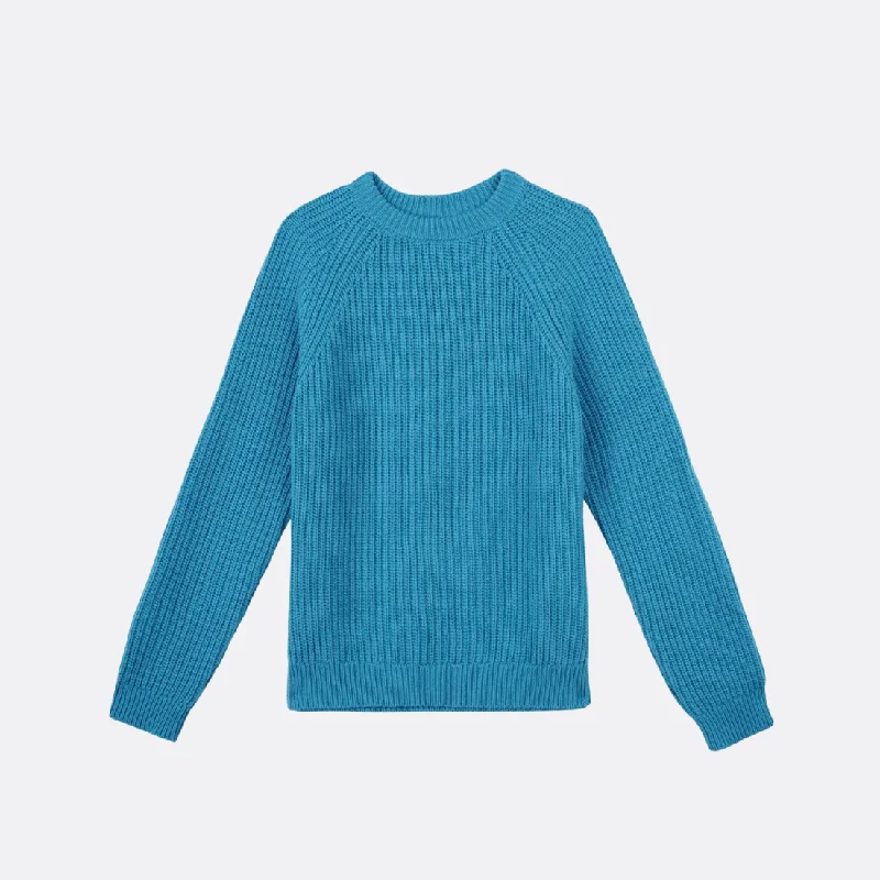 Teal Knitted Sweater Denim Fabric Leather Fabric Suede Fabric