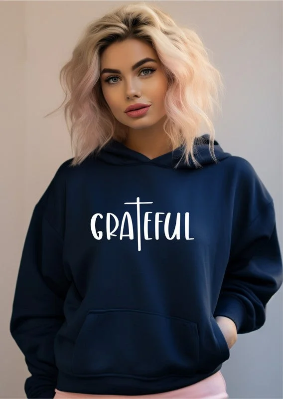 Grateful Sweatshirt Hoodie with Frayed Bohemian Relaxed