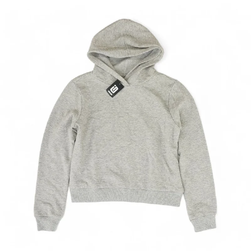 Gray Solid Hoodie Hoodie with Stripes Bold Sporty