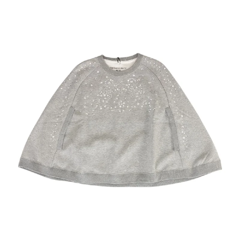 Gray Solid Poncho Sweater Oversized Loose Flowy