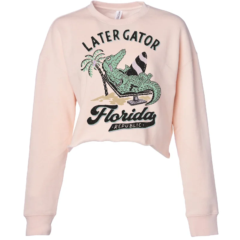 Later Gator Florida Cropped Sweater Notch Collar Peter Pan Collar Cowl Neck