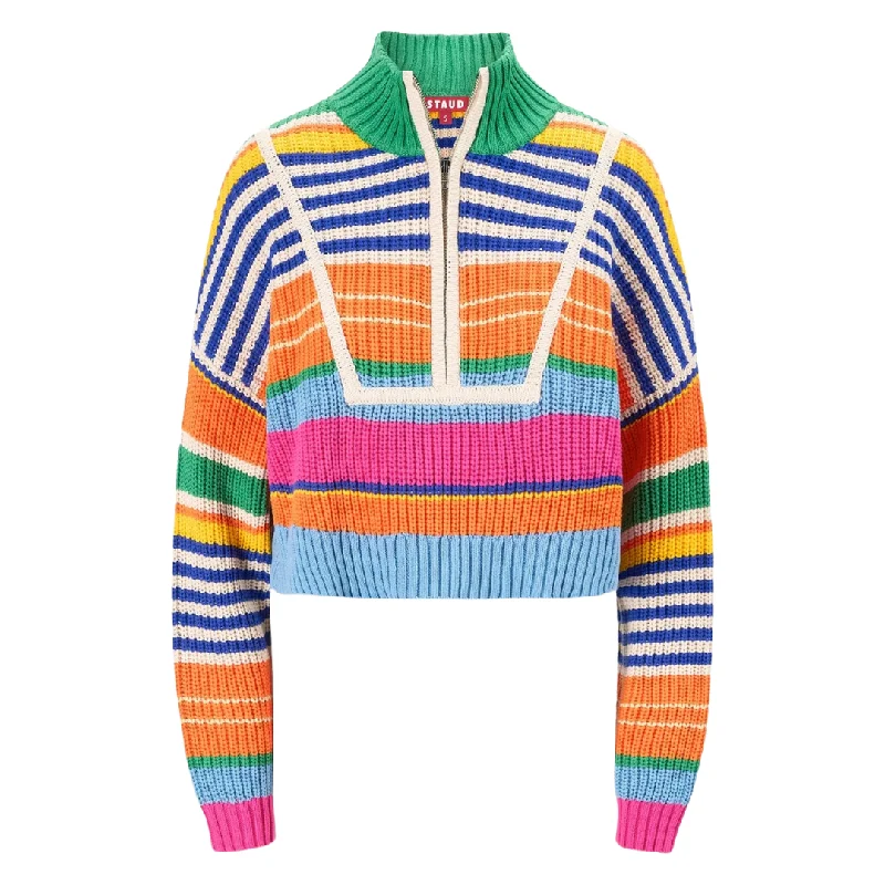 Multi Stripe Hampton Sweater Front Pockets Side Pockets Patch Pockets