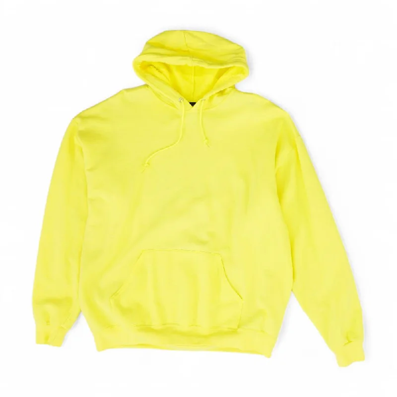 Neon Yellow Solid Hoodie Pullover Hoodie with Logo Branding Identity