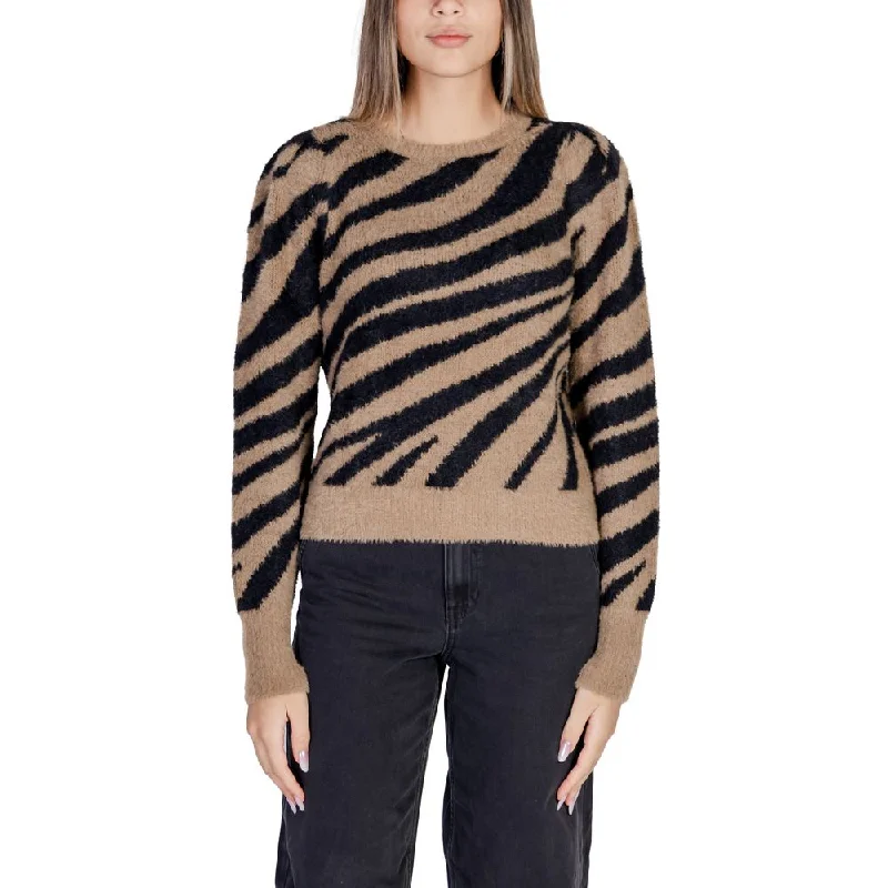 Only Brown Nylon Sweater Spandex Blend Rayon Blend Denim Blend