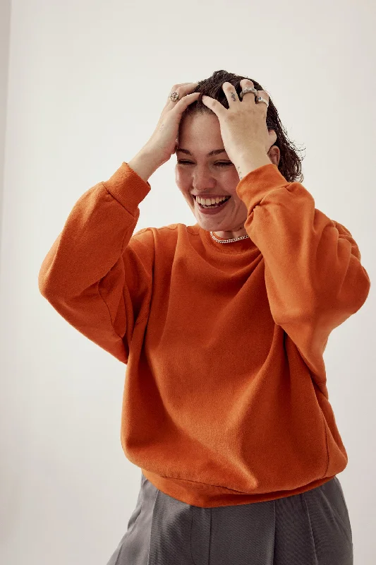 Otto Sweatshirt Burnt Orange Hoodie with Ribbed Hem Stretchable Secure