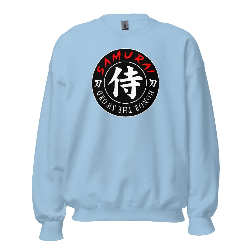 Samurai Honor the Sword Japanese Kanji Symbol Sweatshirt Long Sleeve Pullover Sweater Hoodie with Earth Tones Natural Calm