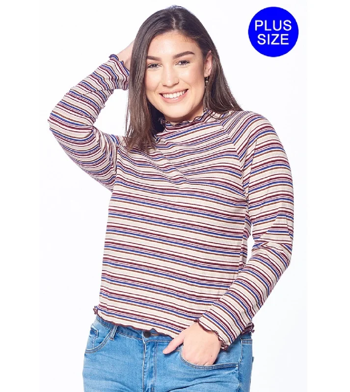 Plus size stripped sweaters Tailored Straight A-Line