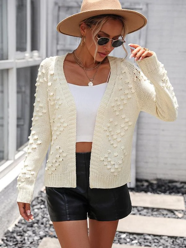 Three-Dimensional Pattern Cardigan Sweater High Neck Crew Neck V-Neck