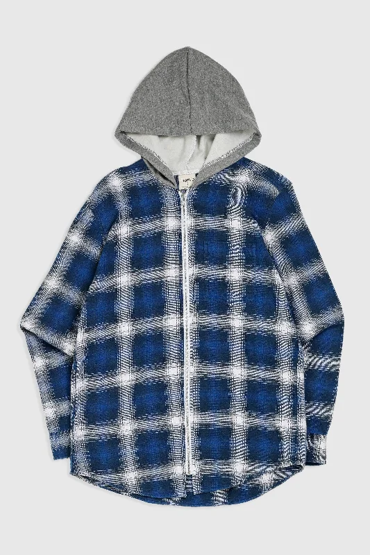 Unisex Rework Hooded Flannel - S Hoodie with V-Neck Classic Versatile