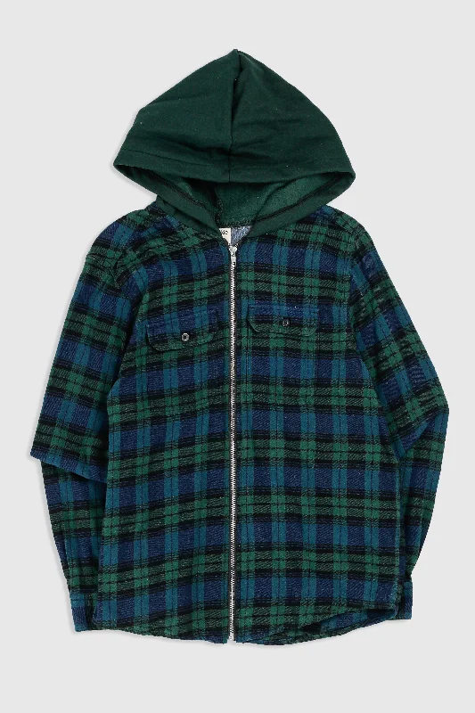 Unisex Rework Hooded Flannel - S Hoodie Jacket Zipper Layering