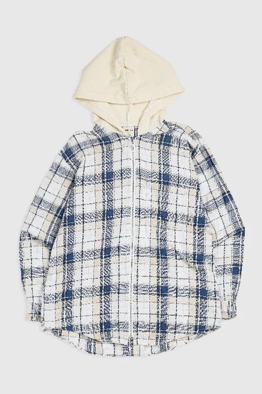 Unisex Rework Hooded Flannel - XS Hoodie with Belted Waist Structured Tailored