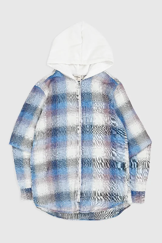 Unisex Rework Hooded Flannel - XS Hoodie with Half-Zip Sporty Casual