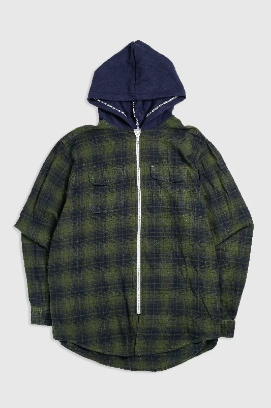 Unisex Rework Hooded Flannel - XXL Hoodie with Ribbed Cuffs Snug Fit Comfort