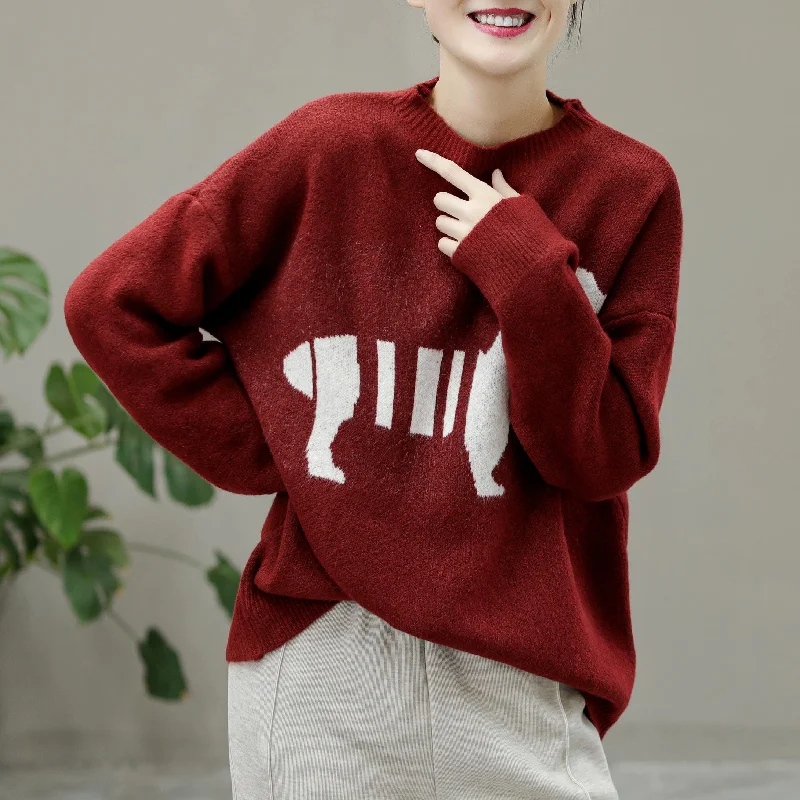 Women Casual Fashion Knitted Winter Sweater Elegant Classic Vintage