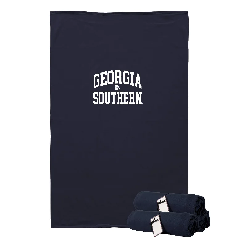 Arched Georgia Southern GS State Heavyweight Sweatshirt Blanket - Navy Hoodie Jacket Zipper Layering