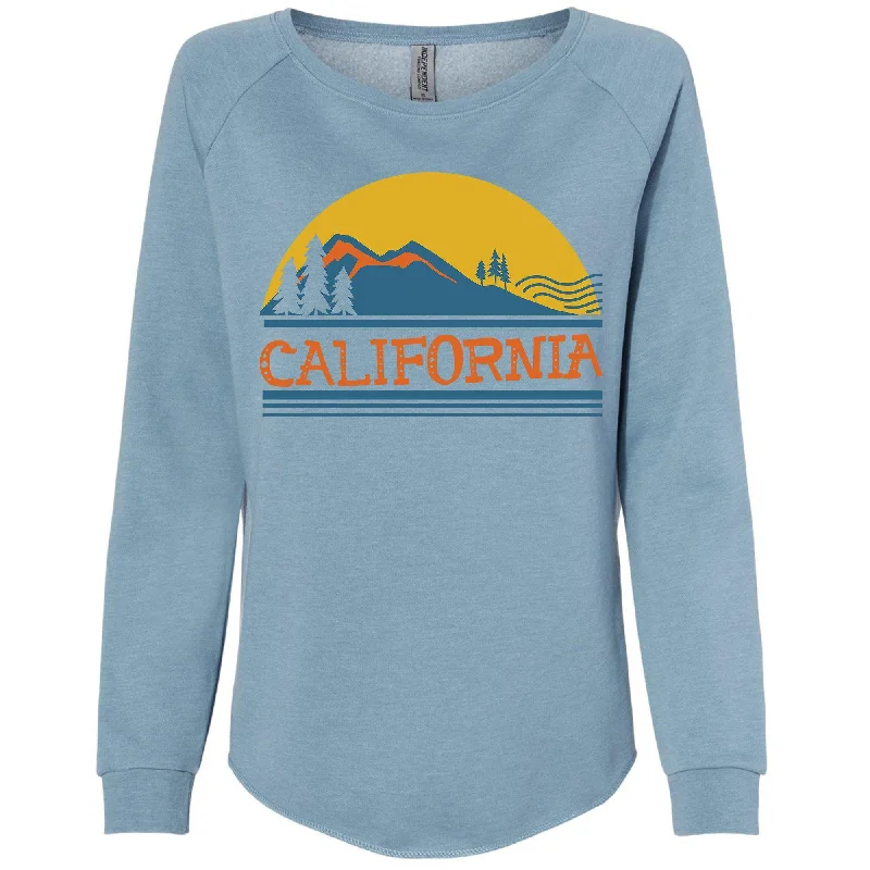 California Mountains Crewneck Sweatshirt Hoodie with Hidden Zipper Minimalist Clean