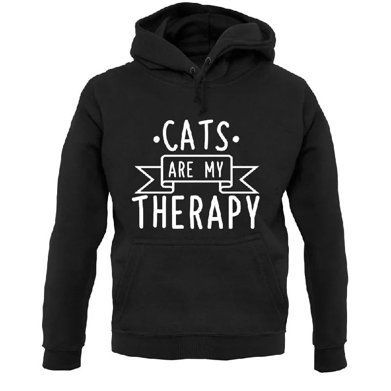 Cats Is My Therapy Unisex Hoodie Hoodie with Color Block Contrast Stylish