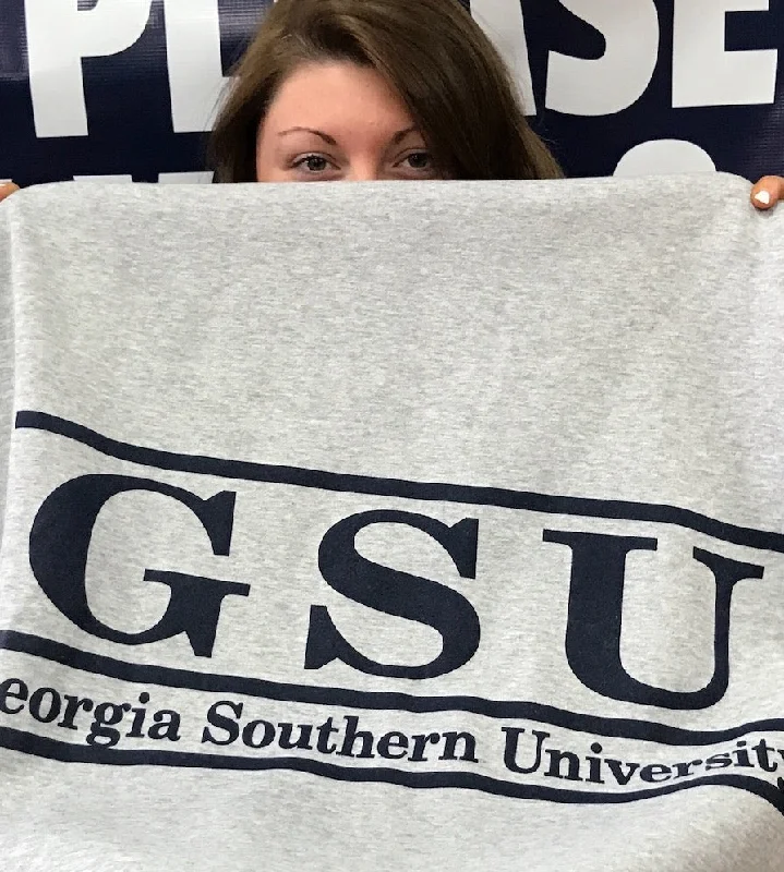 Classic Bar GSU Heavyweight Sweatshirt Blanket - Heather Grey Hoodie with Cuffed Sleeves Snug Secure