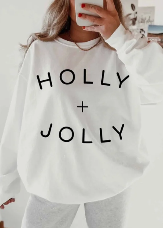 Holly + Jolly Oversized Sweatshirt Hoodie with Mock Neck Collared Structured