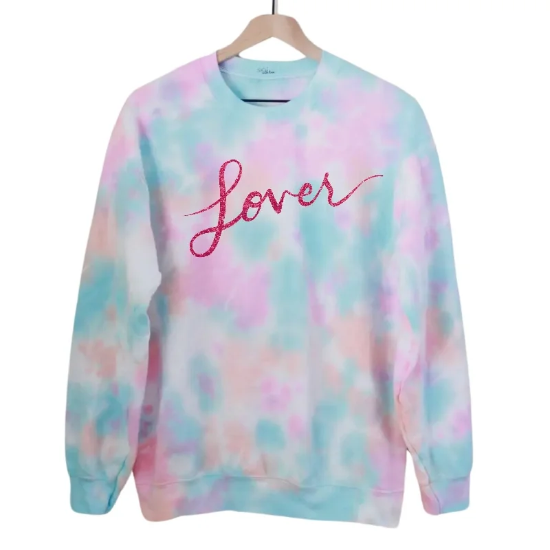 Lover Pink Pastel Tie Dye Sweatshirt Hoodie with Tied Waist Feminine Flattering