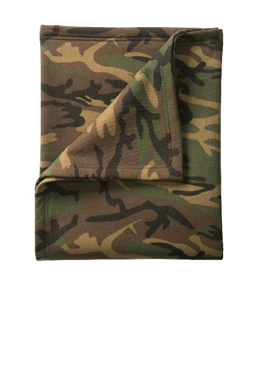 Port & Company Core Fleece Camo Sweatshirt Blanket. BP78C Hoodie with Camouflage Military Edgy