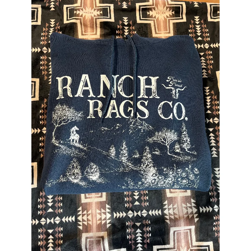 Ranch Rags Prairie Proud Scenic Hoodie Hoodie with Double Zipper Versatile Adjustable