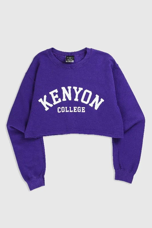 Rework Kenyon College Crop Sweatshirt - M Hoodie with Camouflage Military Edgy