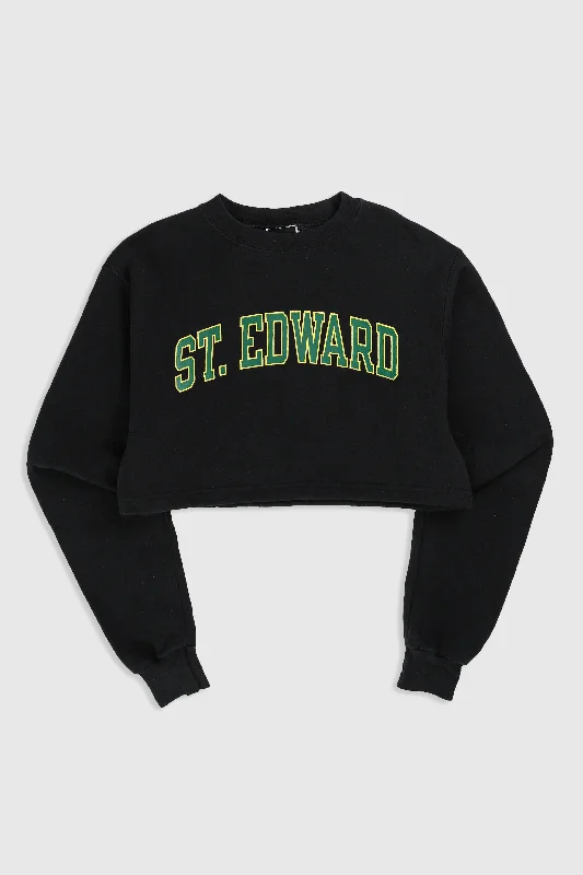 Rework St. Edwards Crop Sweatshirt - M Hoodie with Stripes Bold Sporty