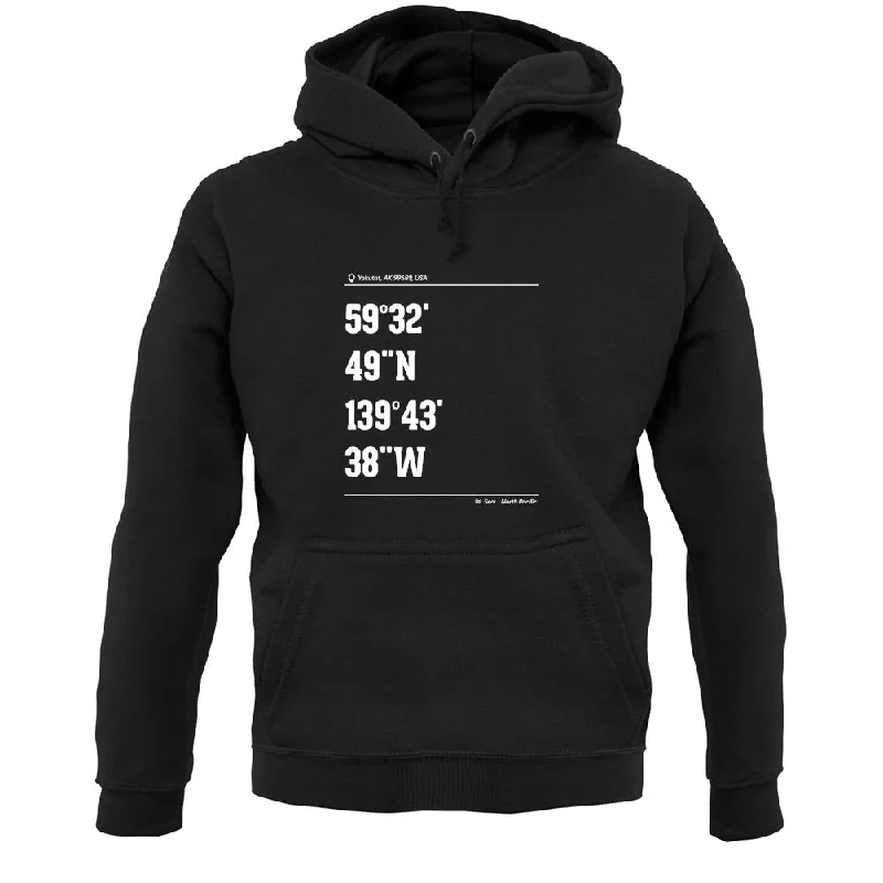 Surfing Coordinates Yakutat Unisex Hoodie Hoodie with Hem Ribbing Snug Secure