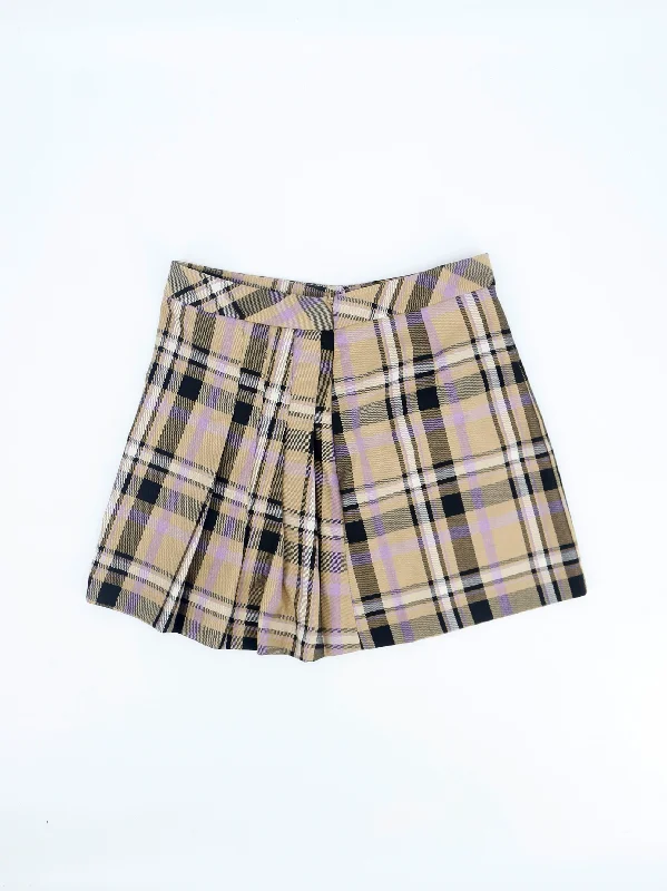 Women's Plaid Skirt,Beige wool skirt thick