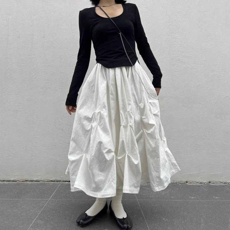 A-line Fluffy Long Skirt chiffon skirt lightweight