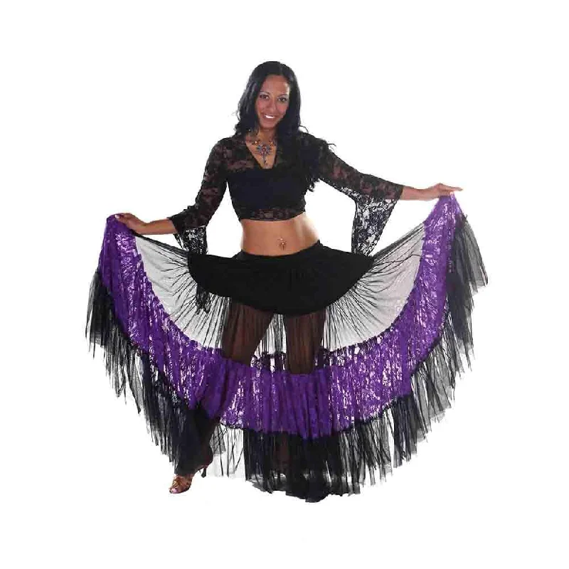 Belly Dance Lace & Sheer 25 Yard Skirt | LACE OF BELEZA silk skirt sleek