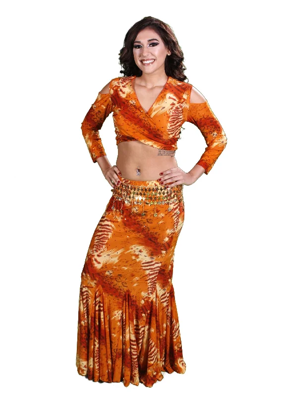 Belly Dance Mermaid Skirt, Top & Belt Costume Set | Sophisticated Shimmy wool skirt sturdy