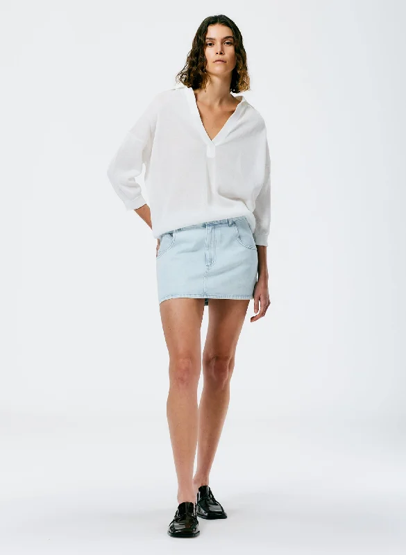 Bleached Denim Mini Skirt velvet skirt plush