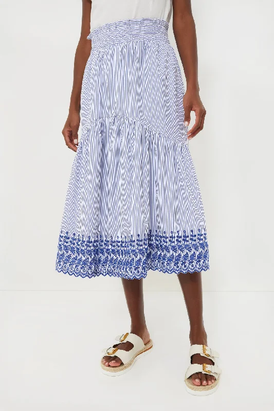 Blue Stripe Eyelet Cinzia Skirt lace skirt romantic