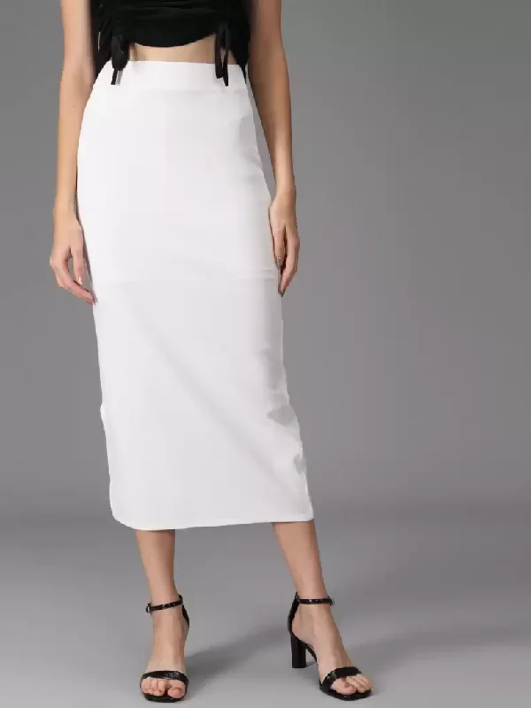 TANDUL  Women Solid Tube White Skirt leather skirt modern