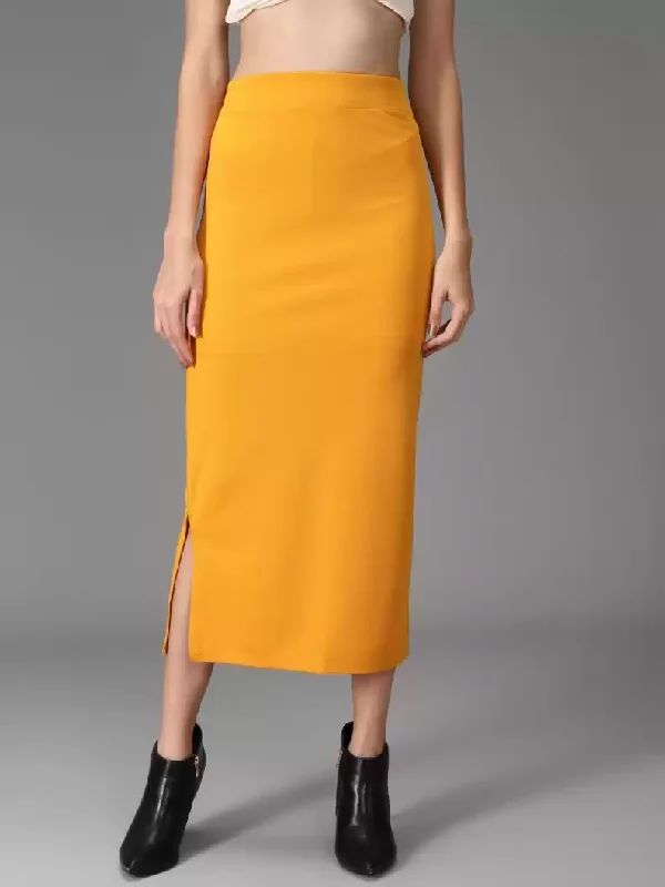 TANDUL  Women Solid Tube Yellow Skirt cashmere skirt fine